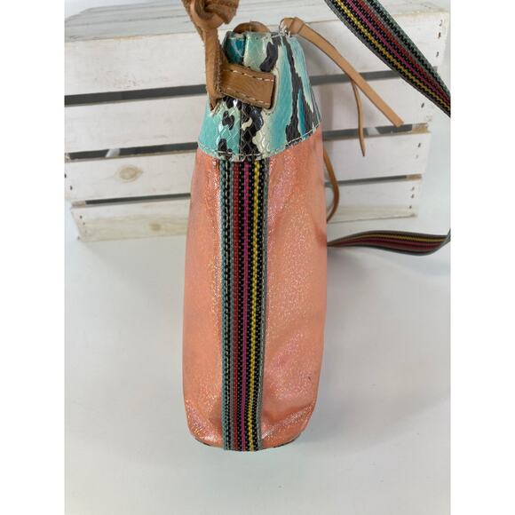 CONSUELA MEDIUM PEACH, TEAL CROSSBODY BAG WITH SNAKE PRINT - Picture 3 of 16